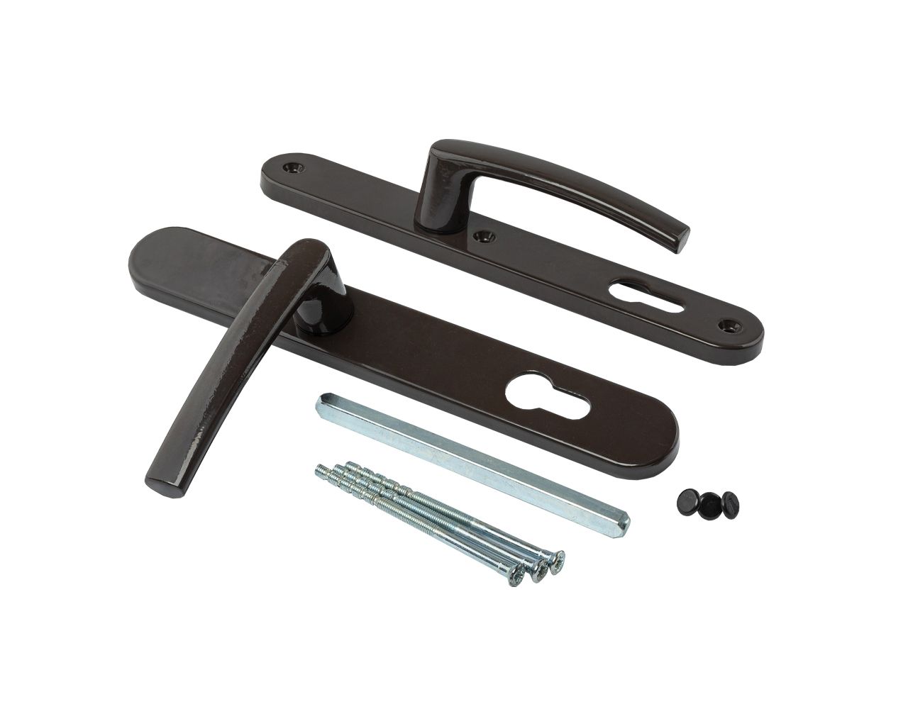 Гарнитур нажимной с подпружиниванием Mezut 35/92 (3 винта) корич. RAL8019. Рис. 1 Гарнитур нажимной с подпружиниванием Mezut 35/92 (3 винта) корич. RAL8019. Рис. 1