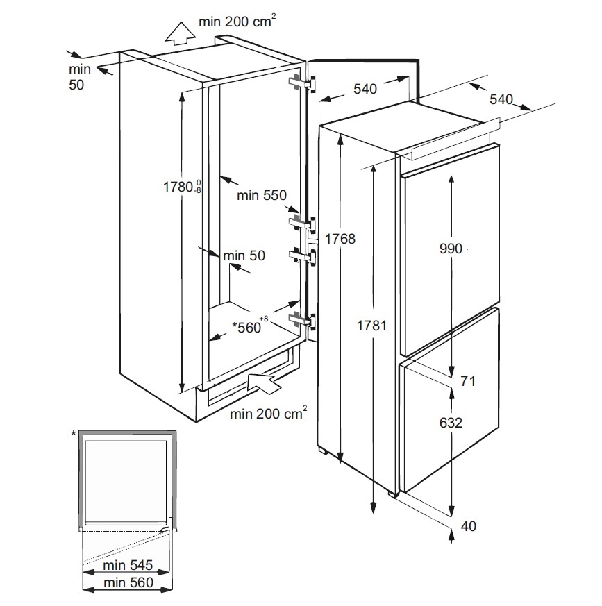 Холодильник встраиваемый RBI 201 NF. Рис. 2
