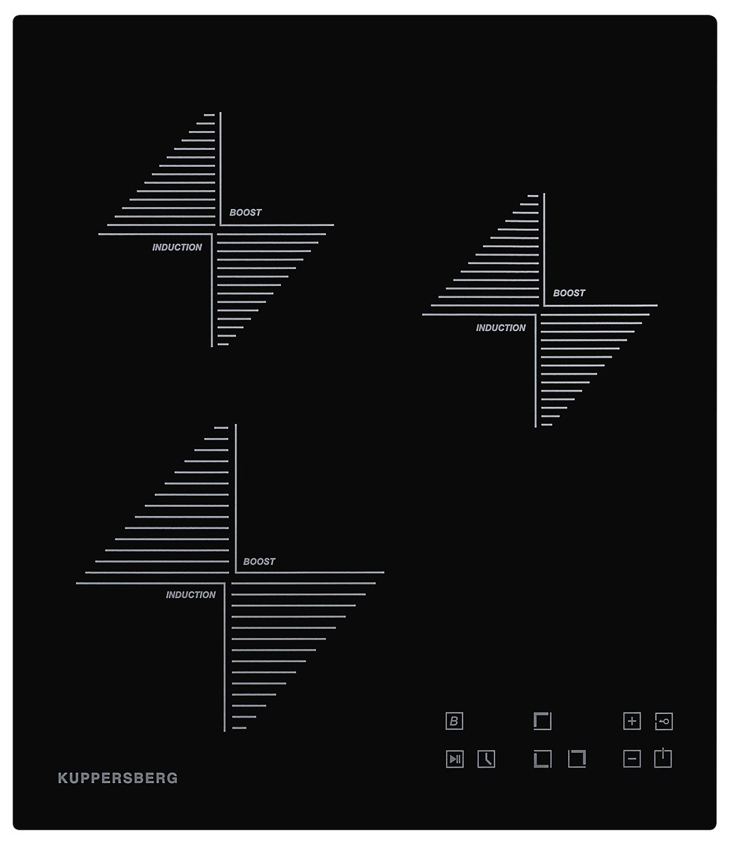 ICO 402 Индукционная варочная поверхность стеклокерамическая,ширина 45 см, цвет черный/прямой край. Рис. 1