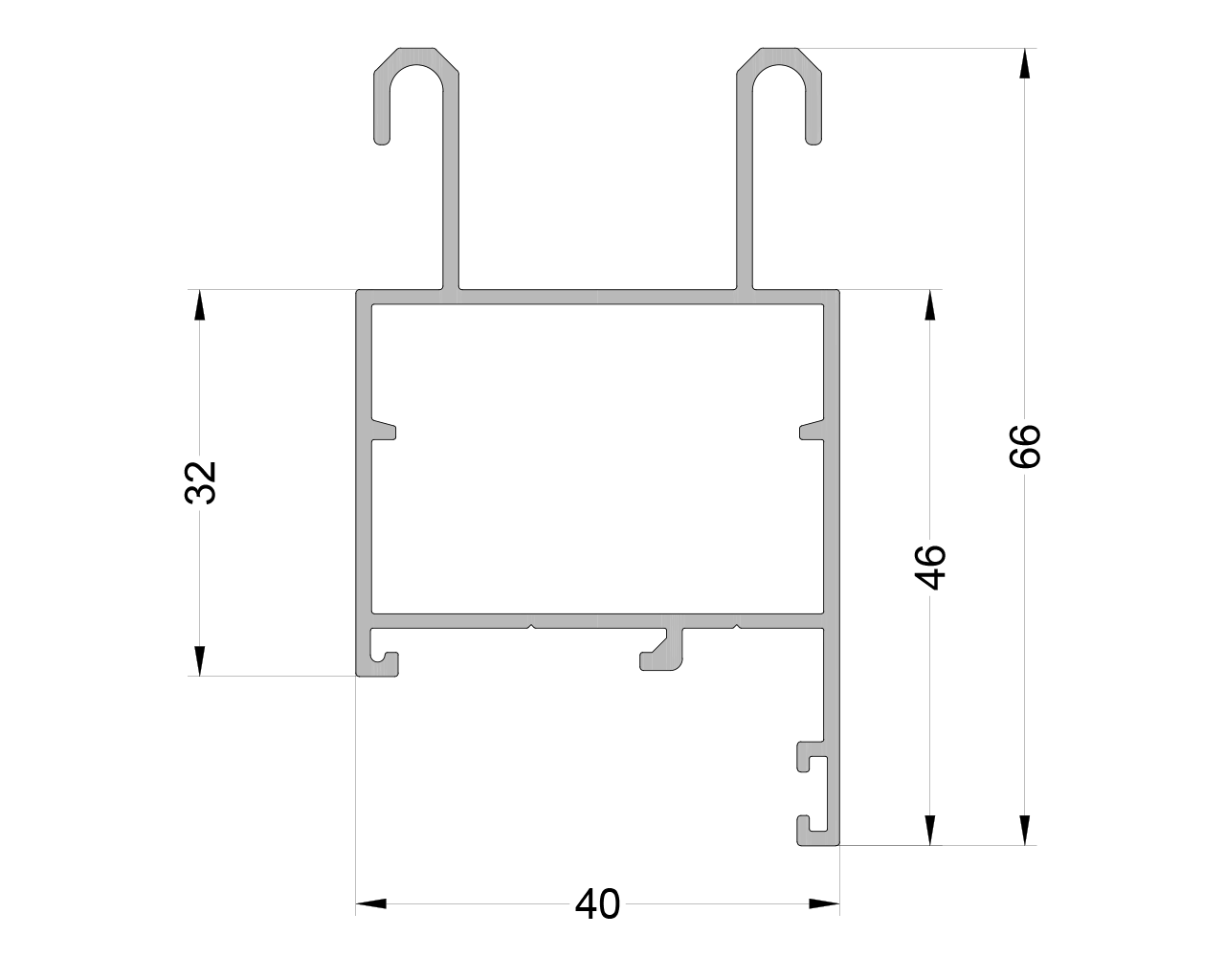Импост для раздвижной створки ALUMARK 32 мм 6м Неокрашенный. Рис. 1