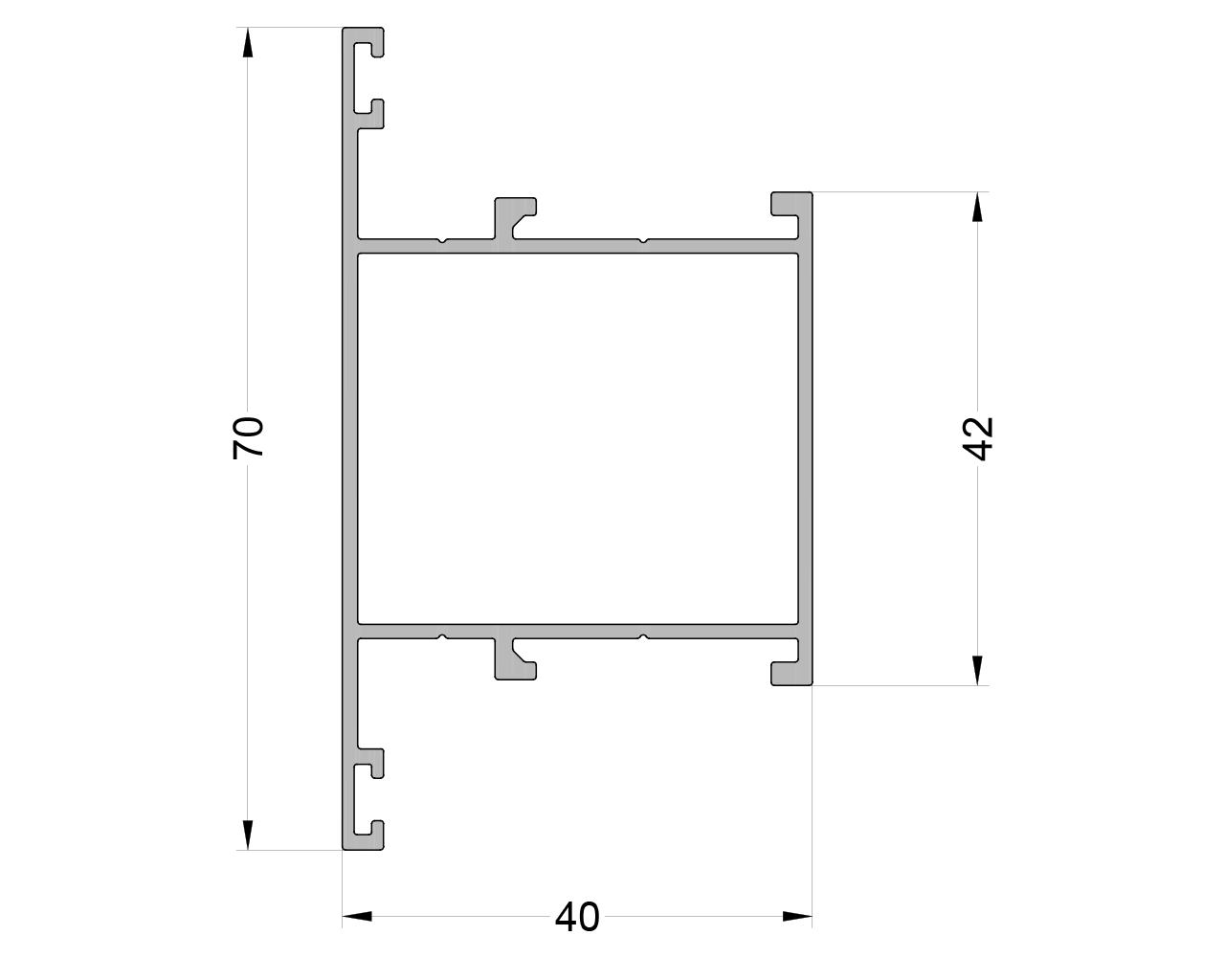 Импост двери, 400-17 RAL9016 S40 6 м. Рис. 1