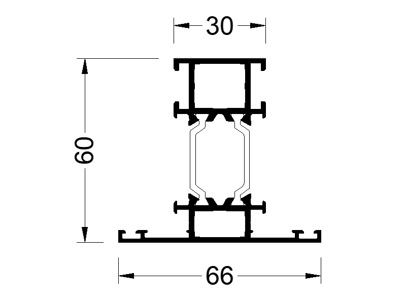 Импост оконно-дверной ALUMARK 66/30 мм 6м RAL9016. Рис. 1
