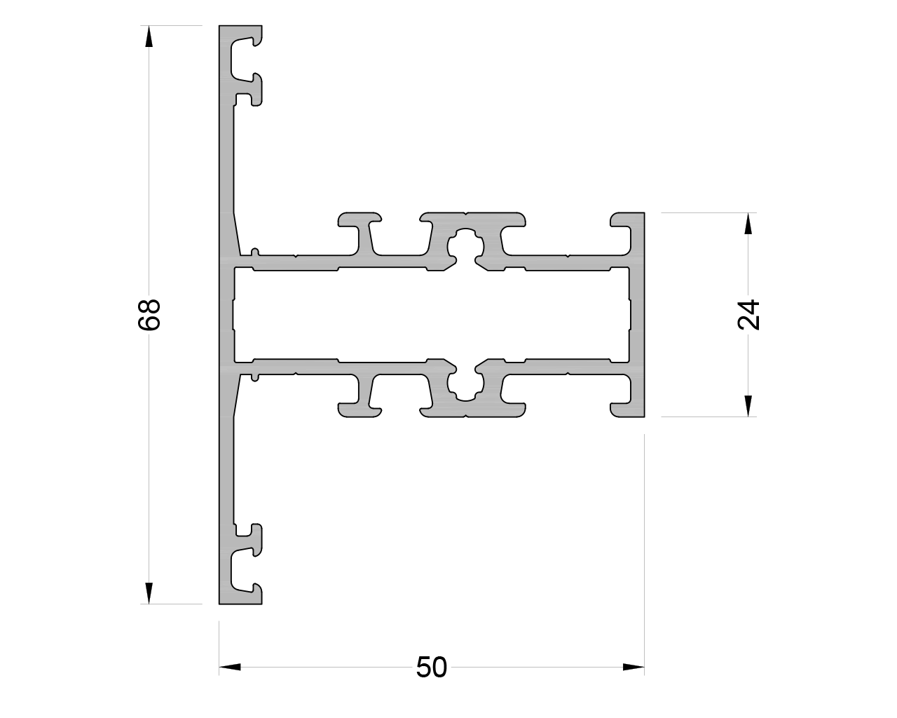 Импост оконно-дверной ALUMARK 68/24мм 6м неокрашенный. Рис. 1 Импост оконно-дверной ALUMARK 68/24мм 6м неокрашенный. Рис. 1