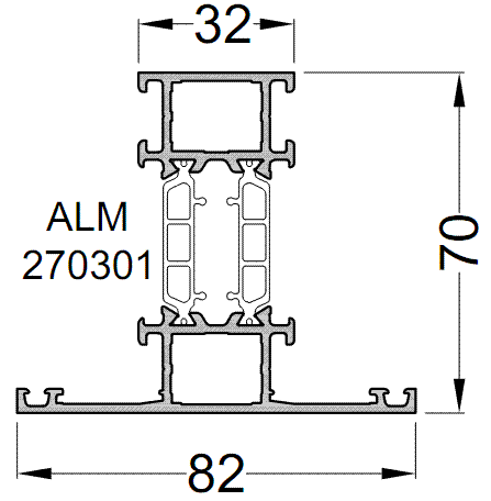 Импост оконно-дверной ALUMARK 82 /32 мм 6м Белый RAL9016. Рис. 1