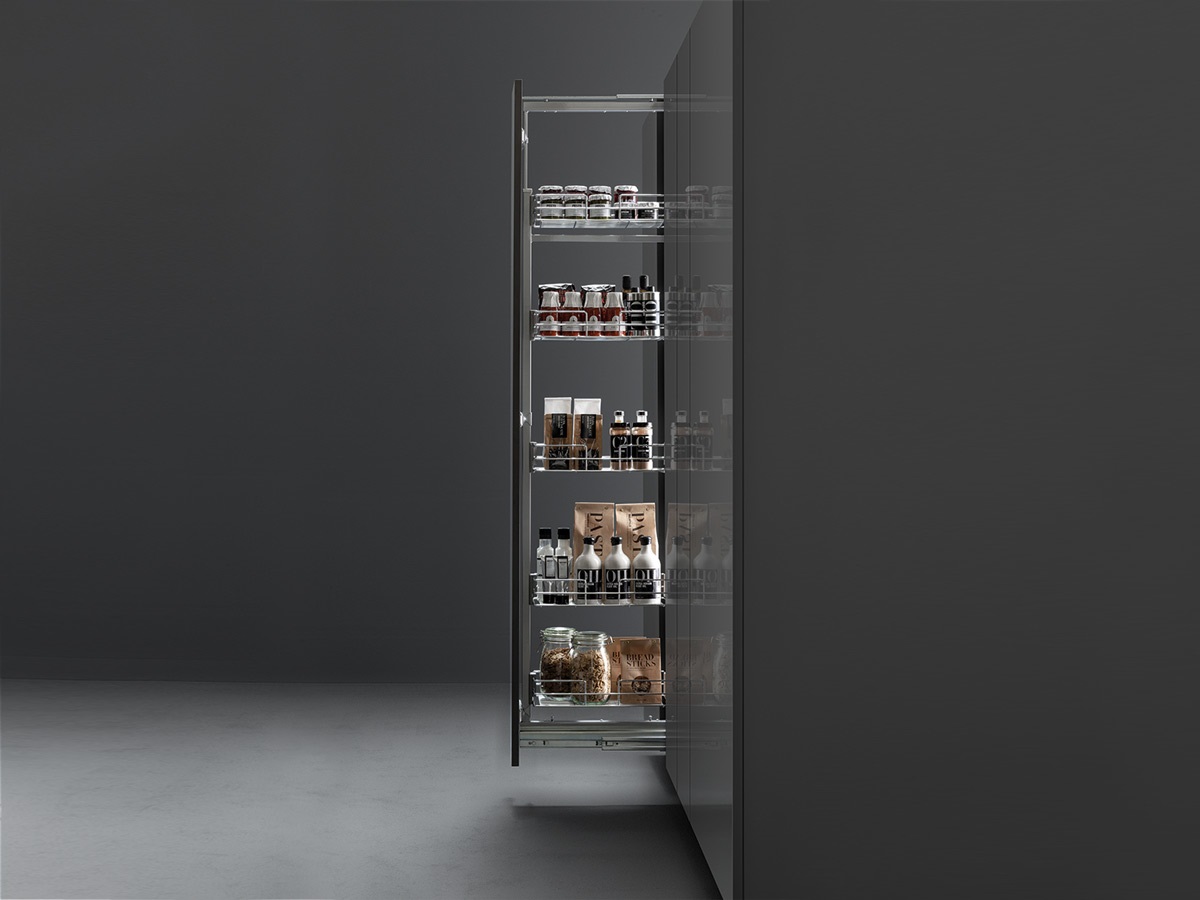 Колонна выдвижная в базу 300мм, H=1790-2120мм направляющие плавного закрывания, хром(1 рама, 3 крепл. к фас., к-т напр., 5 корзин). Рис. 1