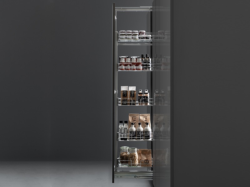 Колонна выдвижная в базу 300мм, H=1790-2120мм направляющие плавного закрывания, хром(1 рама, 3 крепл. к фас., к-т напр., 5 корзин). Рис. 2 Колонна выдвижная в базу 300мм, H=1790-2120мм направляющие плавного закрывания, хром(1 рама, 3 крепл. к фас., к-т напр., 5 корзин). Рис. 2