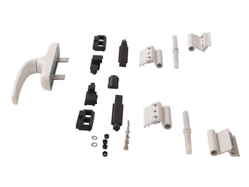 Комплект поворотный ELEMENTIS (петли, ручка, запоры), Проведал, белый. Рис. 2