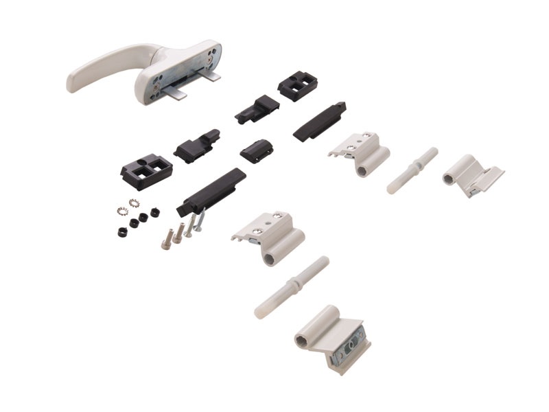 Комплект поворотный ELEMENTIS (петли, ручка, запоры), Проведал, белый. Рис. 3