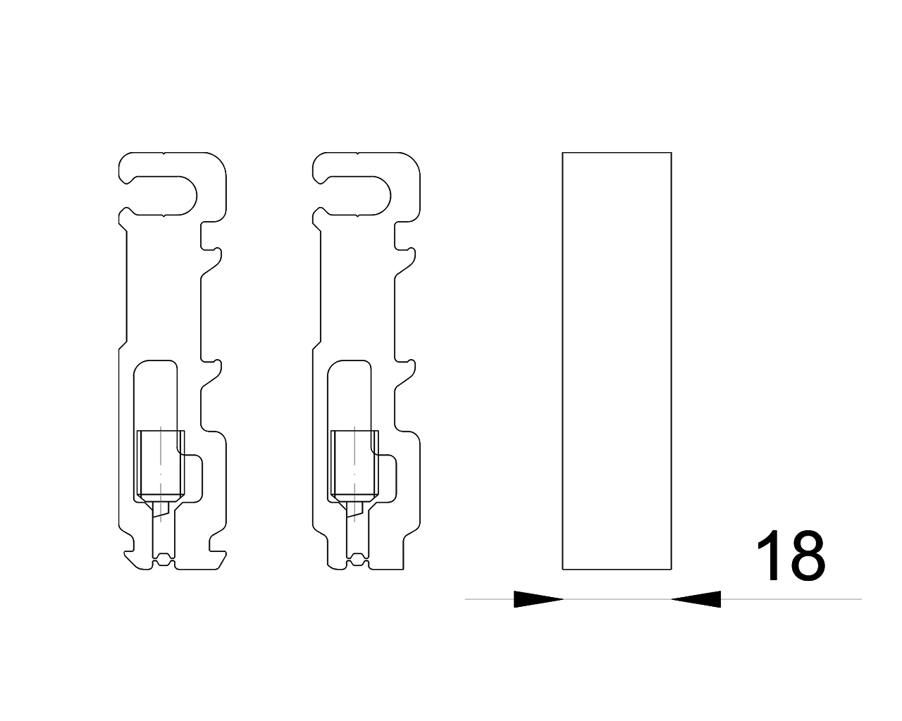 Комплект Т-соединителей ALUMARK для ALM270301 для створки ALM270205. Рис. 3 Комплект Т-соединителей ALUMARK для ALM270301 для створки ALM270205. Рис. 3