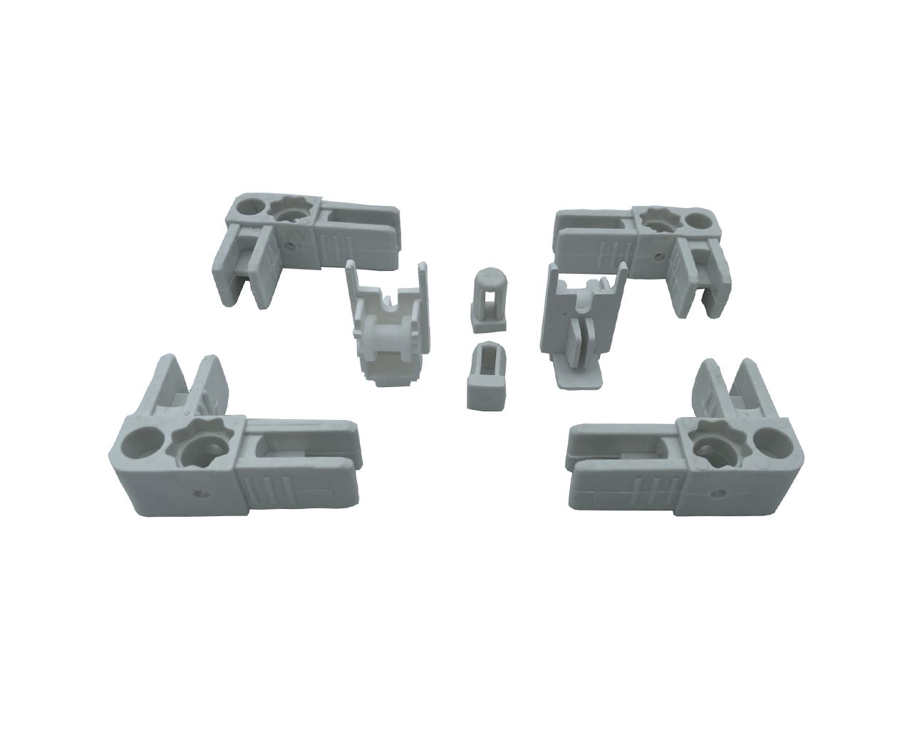 Комплект аксессуаров (4 угла, 2 направляющих, 2 заглушки) для узкой серии 18 мм (белый, RAL9016). Рис. 1