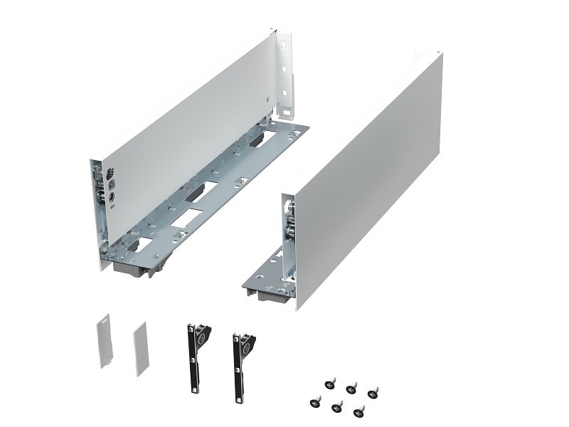 Комплект боковин ALPHALUX высота 133,5мм (medium), длина 300 мм (L/R, крепления фасада, заглушки) для ящика CRYSTAL, белый. Рис. 1 Комплект боковин ALPHALUX высота 133,5мм (medium), длина 300 мм (L/R, крепления фасада, заглушки) для ящика CRYSTAL, белый. Рис. 1