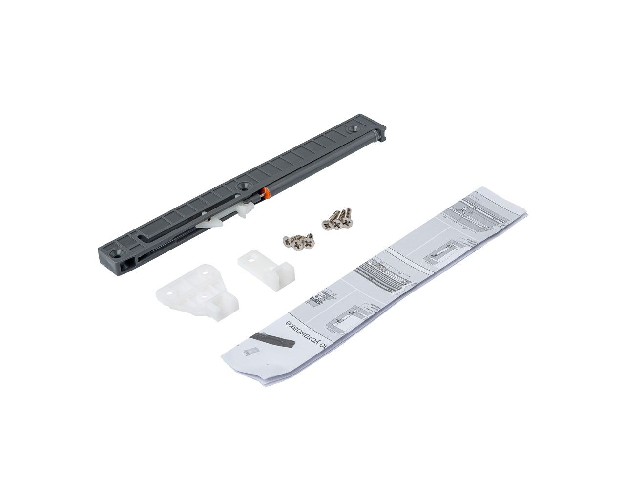 Комплект доводчика Firmax (на 1 сторону) для метабоксов и роликовых направляющих длиной 350-550мм. Рис. 1 Комплект доводчика Firmax (на 1 сторону) для метабоксов и роликовых направляющих длиной 350-550мм. Рис. 1