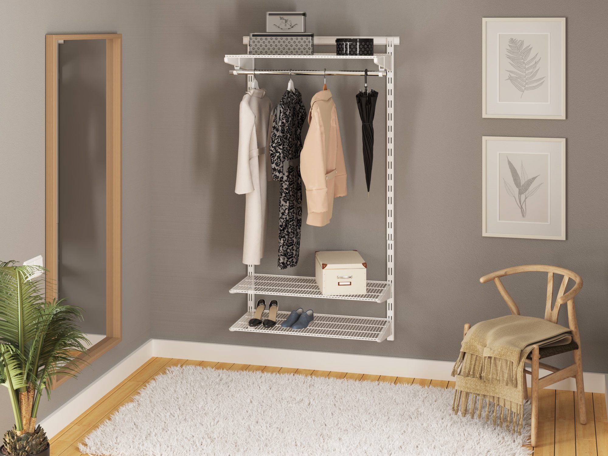 Комплект гардеробной системы Firmax (Вариант 04, белый). Рис. 1 Комплект гардеробной системы Firmax (Вариант 04, белый). Рис. 1