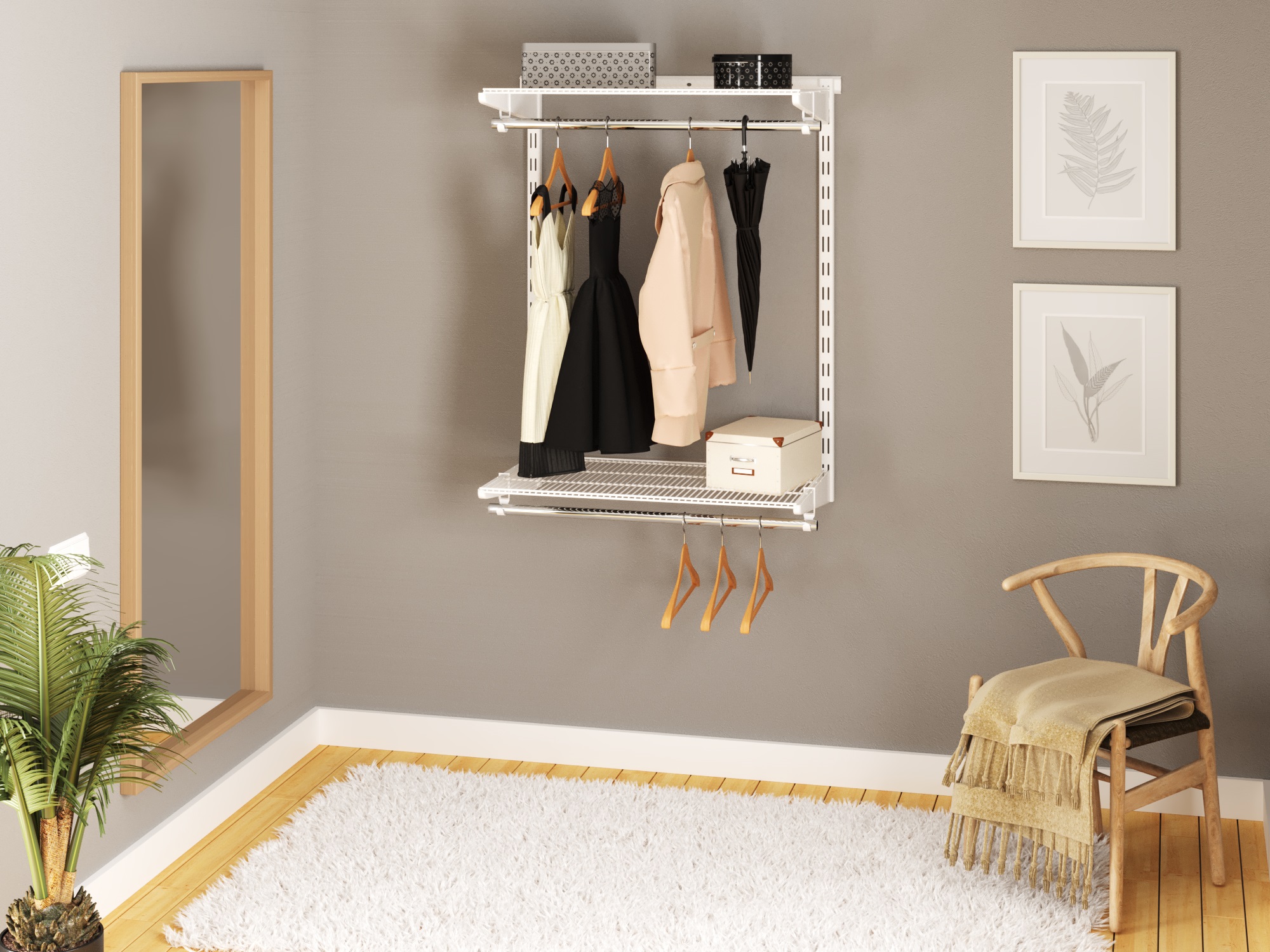 Комплект гардеробной системы Firmax (Вариант 07, белый). Рис. 1