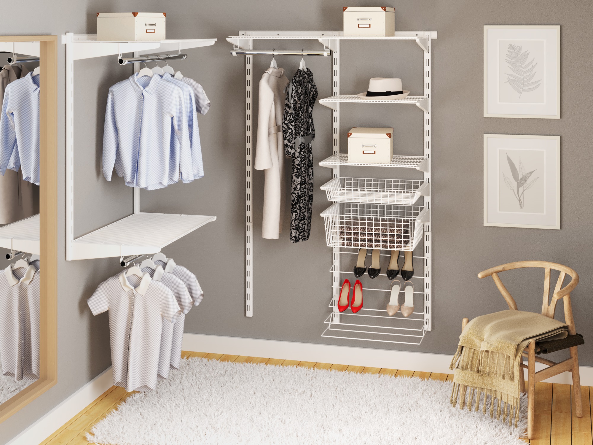 Комплект гардеробной системы Firmax (Вариант 08, белый). Рис. 1