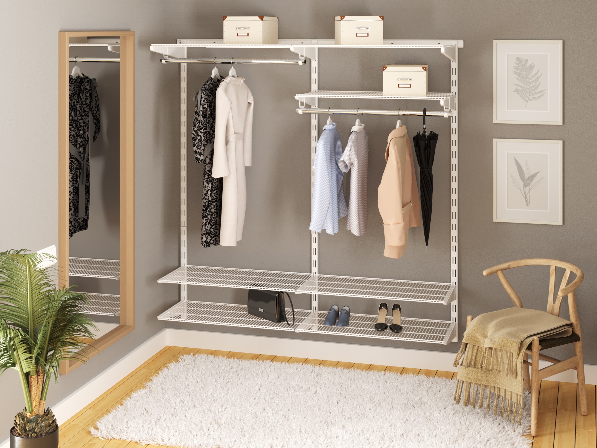 Комплект гардеробной системы Firmax (Вариант 11, белый). Рис. 1