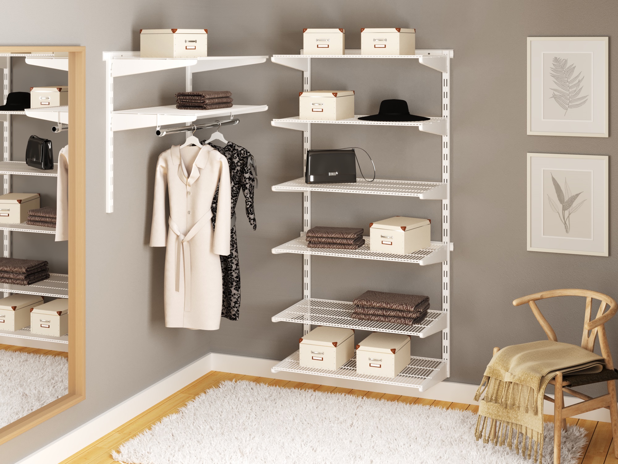 Комплект гардеробной системы Firmax (Вариант 17, белый). Рис. 1