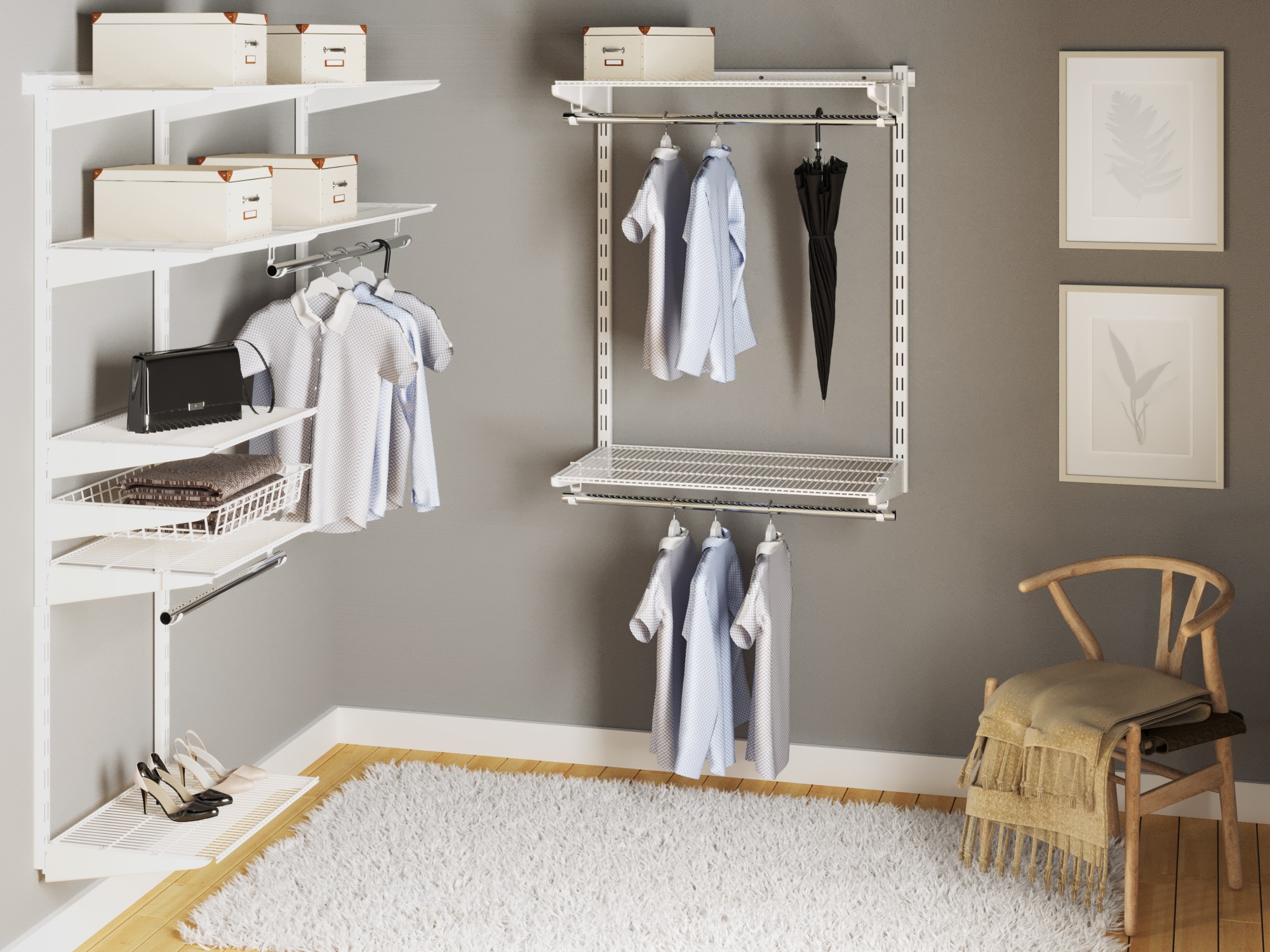 Комплект гардеробной системы Firmax (Вариант 19, белый). Рис. 1