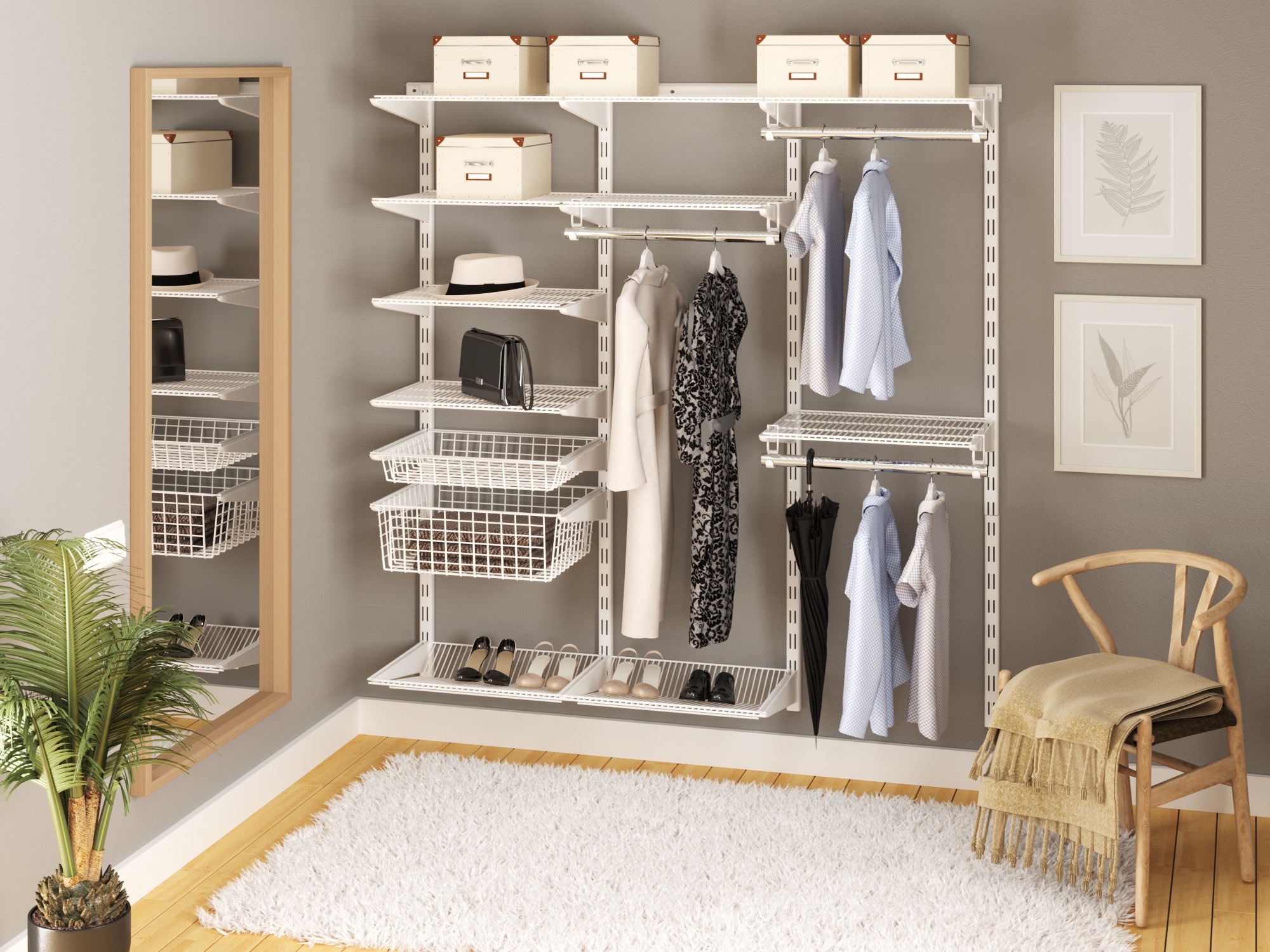 Комплект гардеробной системы Firmax (Вариант 23, белый). Рис. 1