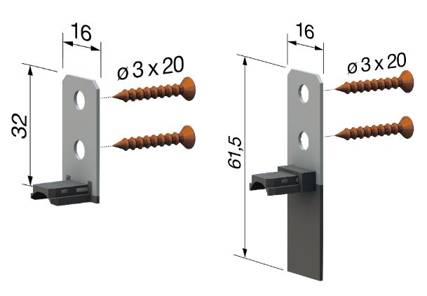 Комплект крепежных уголков для автоматического дверного порока (в комплекте 2 уголка и 4 винта), сталь. Рис. 1