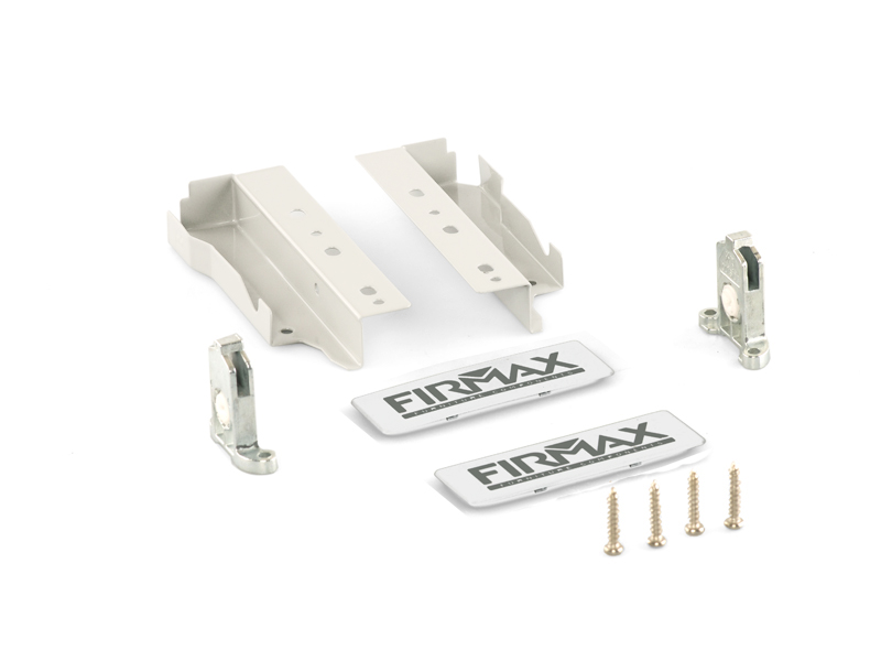 Комплект креплений Firmax высота 135 мм (Держатели фасада, держатели задней стенки, заглушки) для ящика Newline, белый. Рис. 1 Комплект креплений Firmax высота 135 мм (Держатели фасада, держатели задней стенки, заглушки) для ящика Newline, белый. Рис. 1