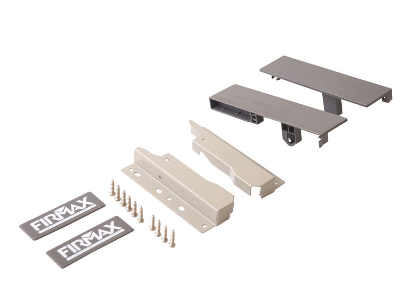 Комплект креплений Firmax высота 135 мм под 1 рейлинг (Соединители передней панели, держатели задней стенки, заглушки, винты) для внутреннего ящика Newline, серый