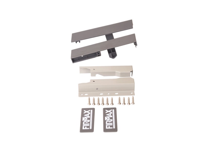 Комплект креплений Firmax высота 135 мм под 1 рейлинг (Соединители передней панели, держатели задней стенки, заглушки, винты) для внутреннего ящика Newline, серый. Рис. 2 Комплект креплений Firmax высота 135 мм под 1 рейлинг (Соединители передней панели, держатели задней стенки, заглушки, винты) для внутреннего ящика Newline, серый. Рис. 2