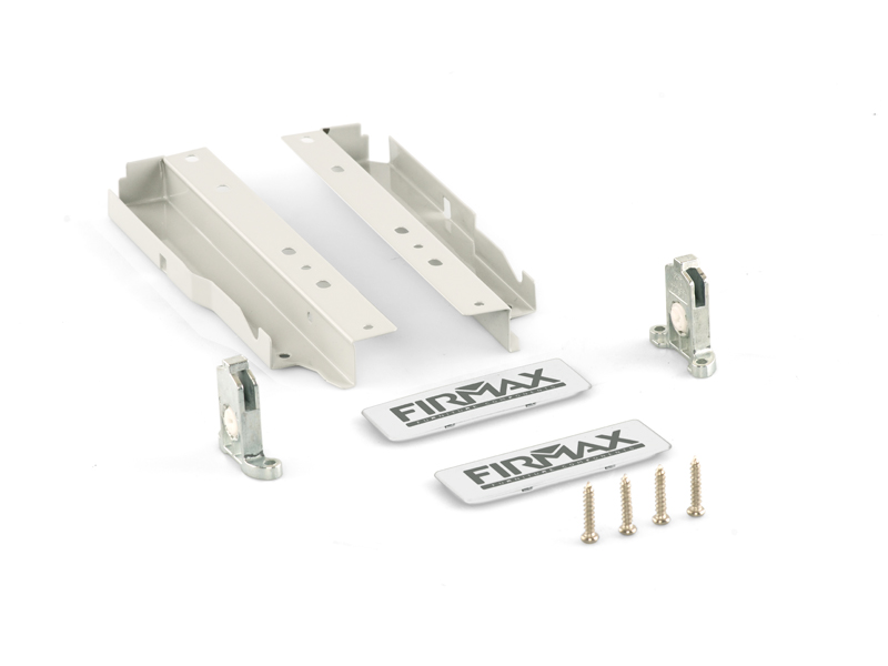 Комплект креплений Firmax высота 199 мм (Держатели фасада, держатели задней стенки, заглушки) для ящика Newline, белый. Рис. 1 Комплект креплений Firmax высота 199 мм (Держатели фасада, держатели задней стенки, заглушки) для ящика Newline, белый. Рис. 1