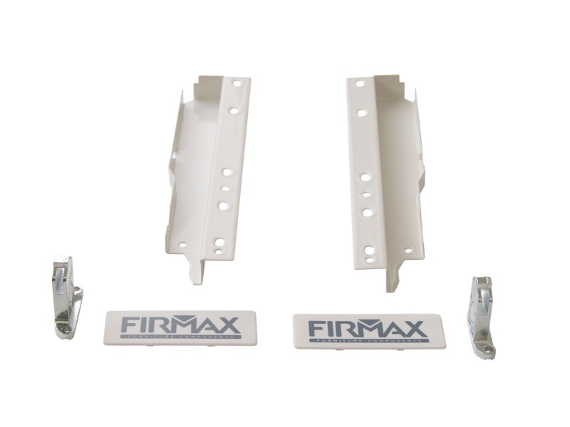 Комплект креплений Firmax высота 199 мм (Держатели фасада, держатели задней стенки, заглушки) для ящика Newline, белый. Рис. 3