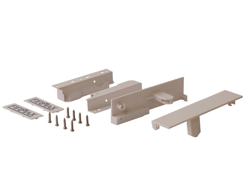 Комплект креплений Firmax высота 199 мм под 1 рейлинг (Соединители передней панели, держатели задней стенки, заглушки, винты) для внутреннего ящика Newline, белый. Рис. 1 Комплект креплений Firmax высота 199 мм под 1 рейлинг (Соединители передней панели, держатели задней стенки, заглушки, винты) для внутреннего ящика Newline, белый. Рис. 1