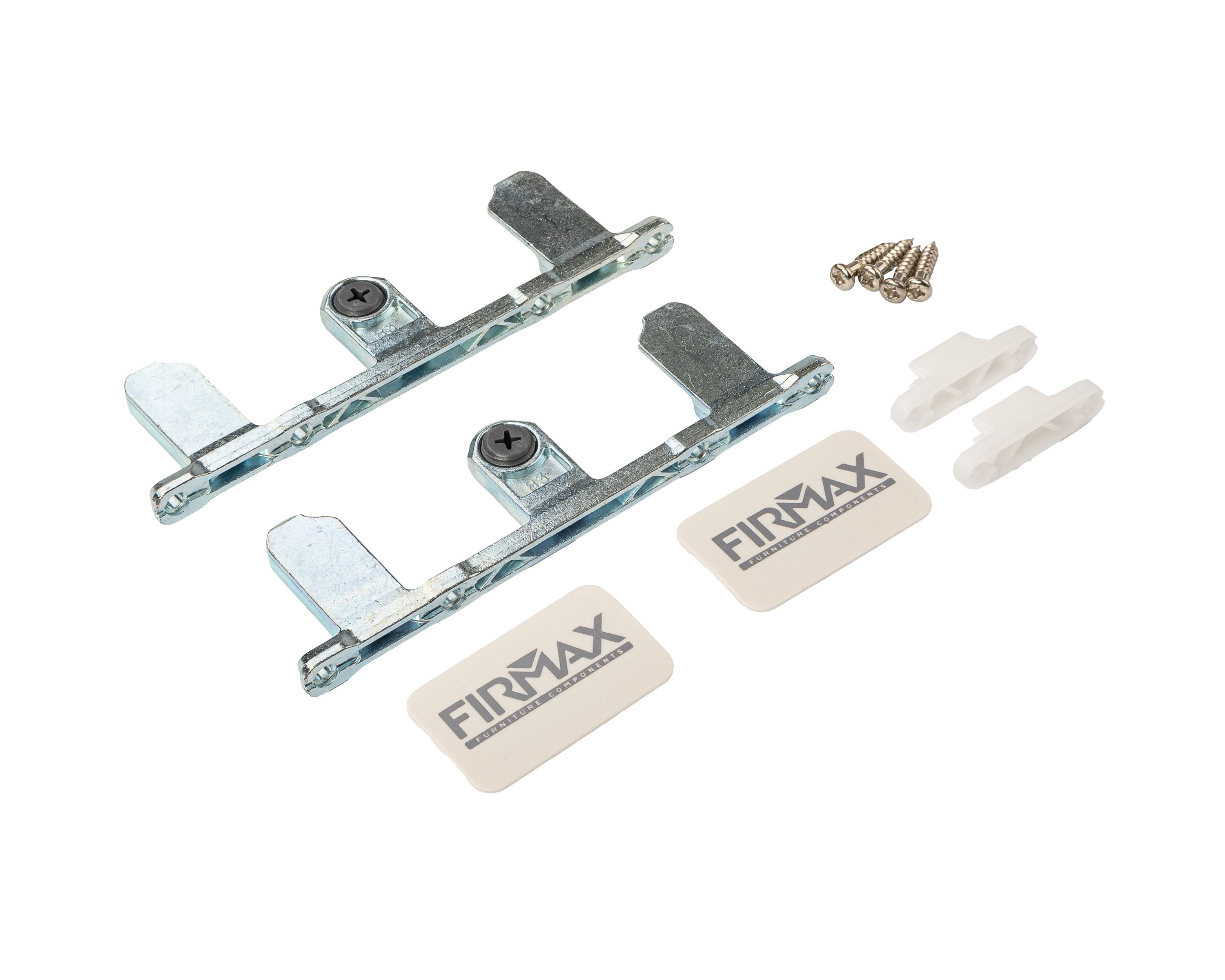 Комплект креплений Firmax высота 249 мм (Держатели фасада, заглушки) для ящика Slimline, перламутр. Рис. 1 Комплект креплений Firmax высота 249 мм (Держатели фасада, заглушки) для ящика Slimline, перламутр. Рис. 1