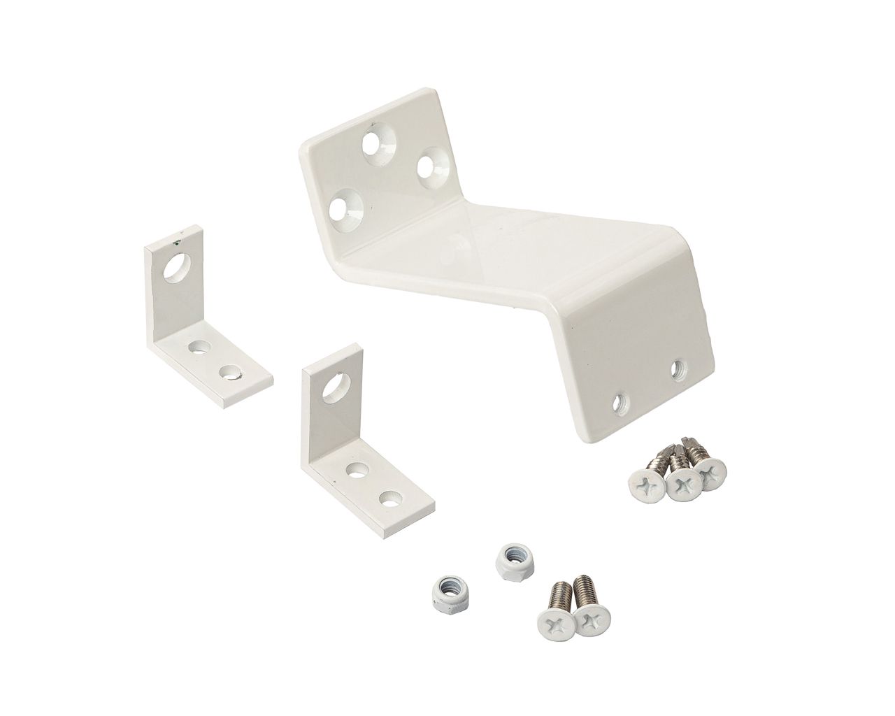 Комплект креплений Z-K-KL-04 для накладного монтажа приводов KL на раму и цепи на створку (нижнеподвесное, внутрь), белый RAL9016. Рис. 1 Комплект креплений Z-K-KL-04 для накладного монтажа приводов KL на раму и цепи на створку (нижнеподвесное, внутрь), белый RAL9016. Рис. 1