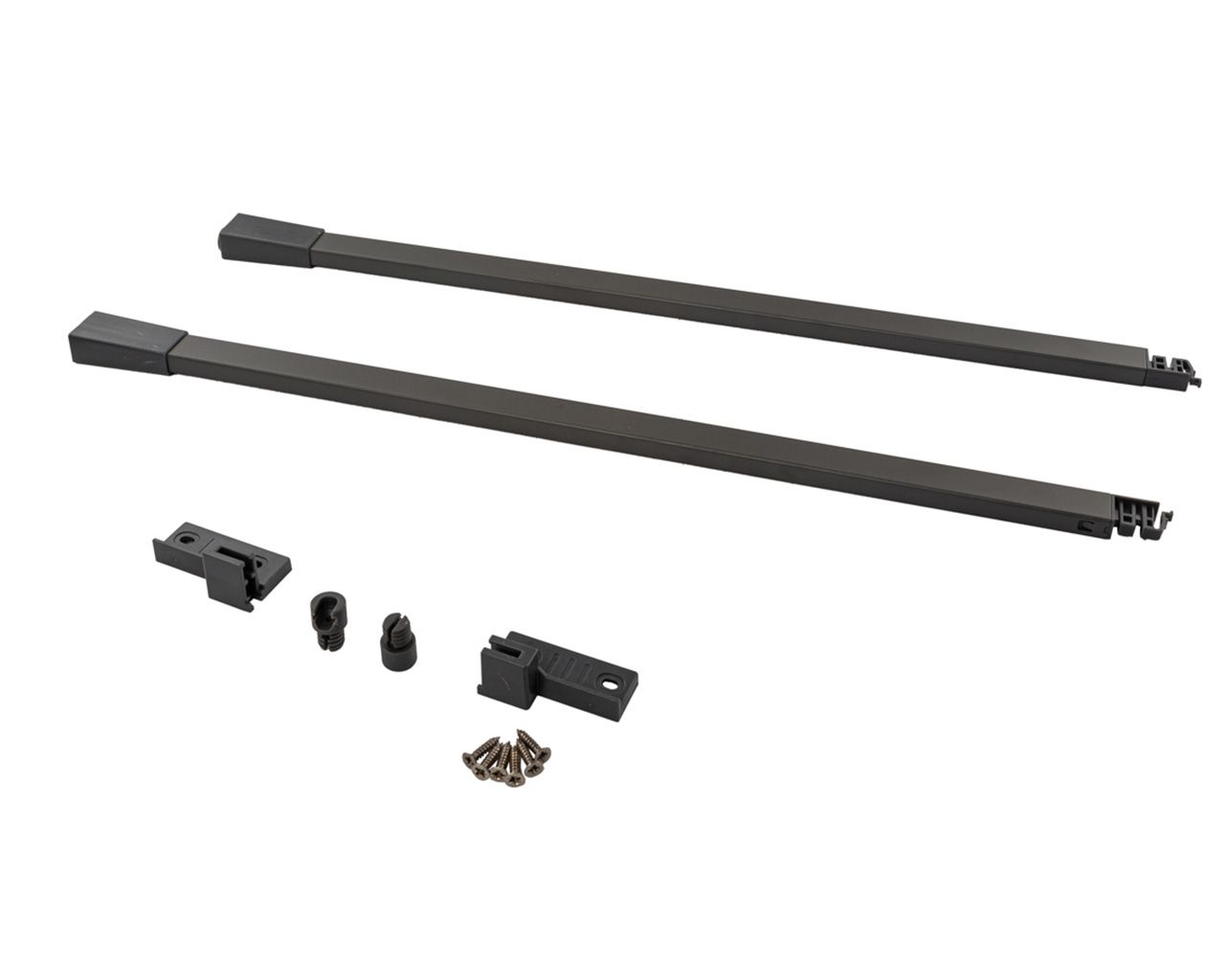Комплект квадратных рейлингов для ящика Alphalux Crystal длиной 300 мм, (рейлинги, муфты под саморез, держатели к задней стенке + крепеж), антрацит. Рис. 3 Комплект квадратных рейлингов для ящика Alphalux Crystal длиной 300 мм, (рейлинги, муфты под саморез, держатели к задней стенке + крепеж), антрацит. Рис. 3