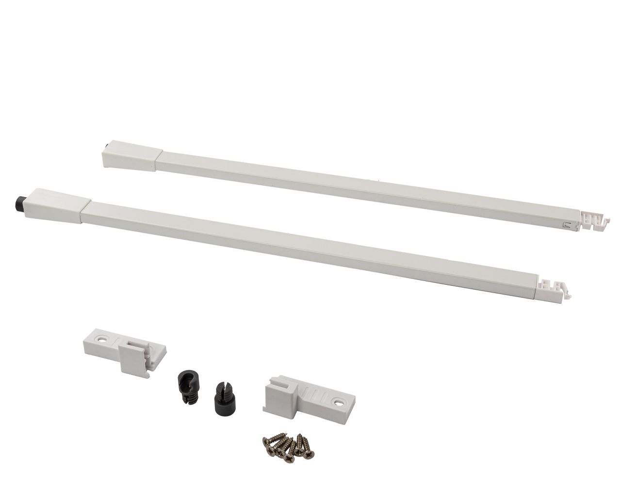 Комплект квадратных рейлингов для ящика Alphalux Crystal длиной 450 мм, (рейлинги, муфты под саморез, держатели к задней стенке + крепеж), белый. Рис. 3 Комплект квадратных рейлингов для ящика Alphalux Crystal длиной 450 мм, (рейлинги, муфты под саморез, держатели к задней стенке + крепеж), белый. Рис. 3