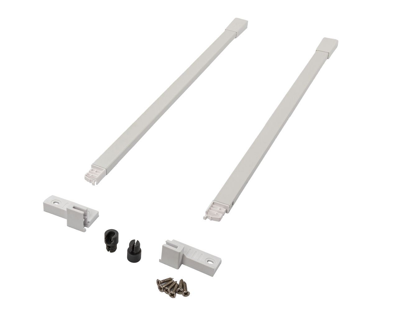Комплект квадратных рейлингов для ящика Alphalux Crystal длиной 500 мм, (рейлинги, муфты под саморез, держатели к задней стенке + крепеж), белый. Рис. 2 Комплект квадратных рейлингов для ящика Alphalux Crystal длиной 500 мм, (рейлинги, муфты под саморез, держатели к задней стенке + крепеж), белый. Рис. 2