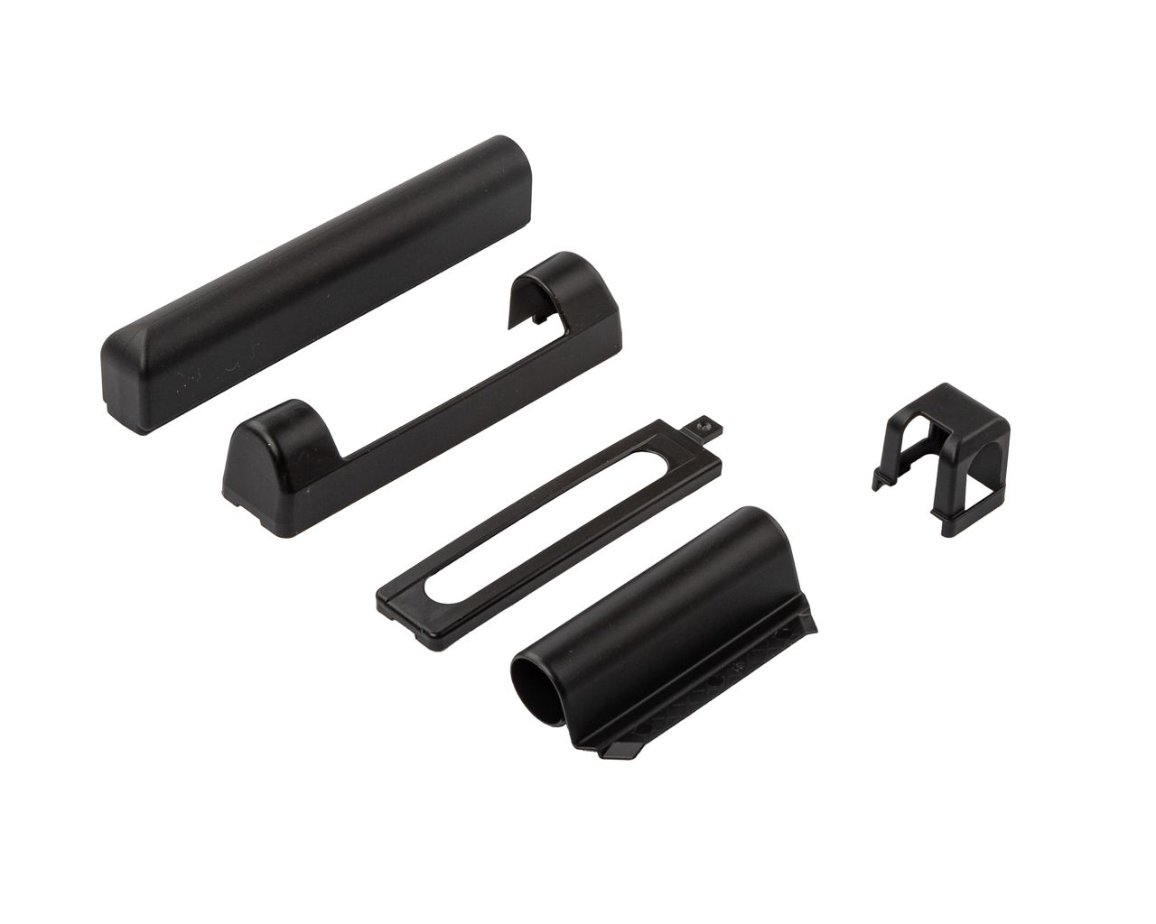 Комплект накладок для нижней и верхней петли на коробке ПВХ, черный. Рис. 1 Комплект накладок для нижней и верхней петли на коробке ПВХ, черный. Рис. 1