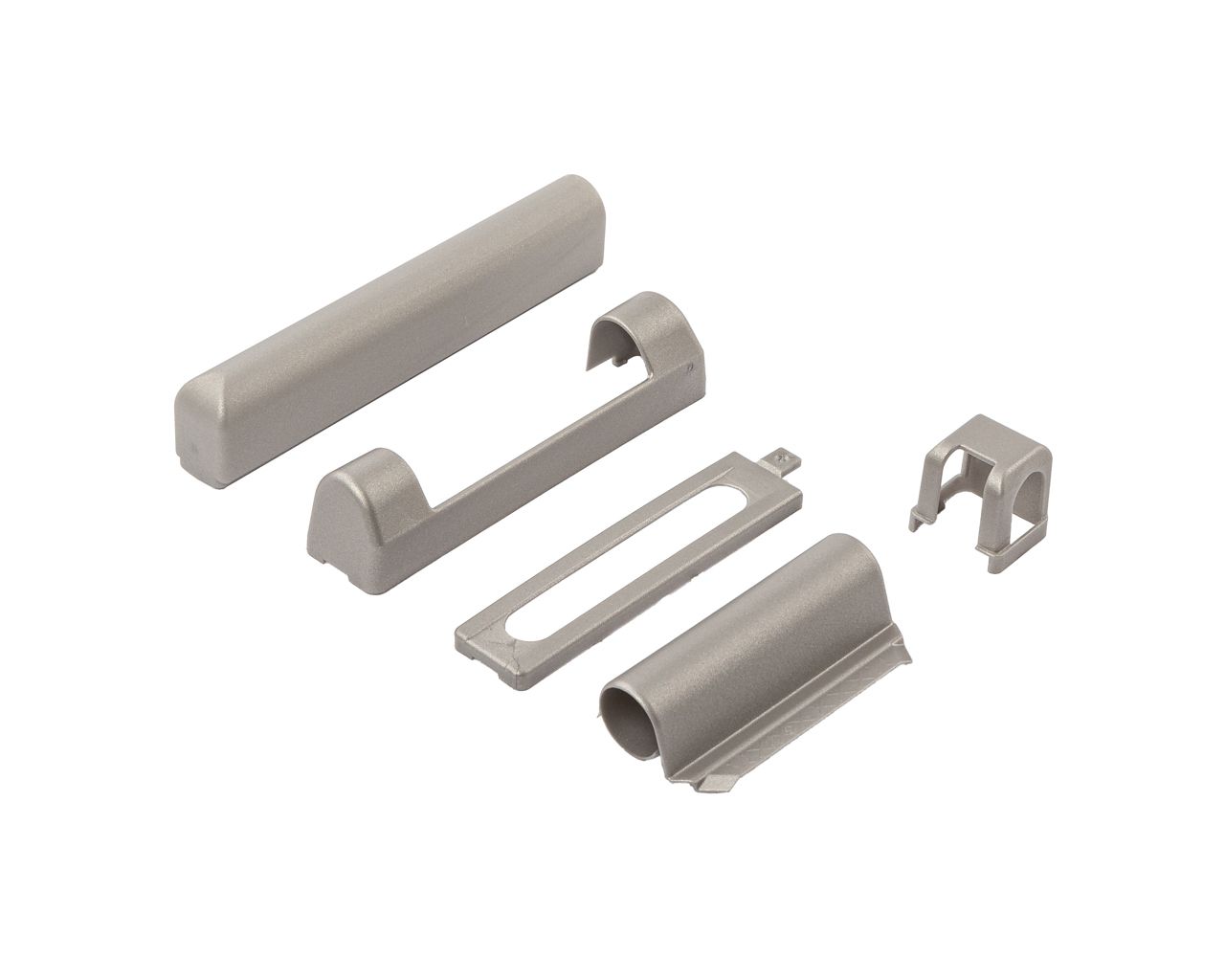 Комплект накладок для нижней и верхней петли на коробке ПВХ, серебро RAL9022. Рис. 1