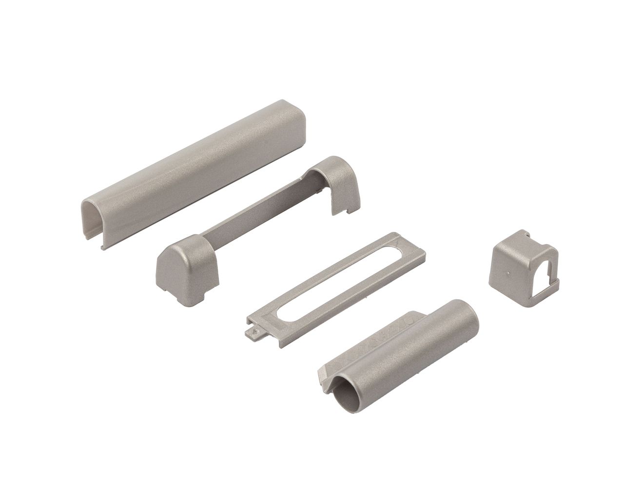 Комплект накладок для нижней и верхней петли на коробке ПВХ, серебро RAL9022. Рис. 2