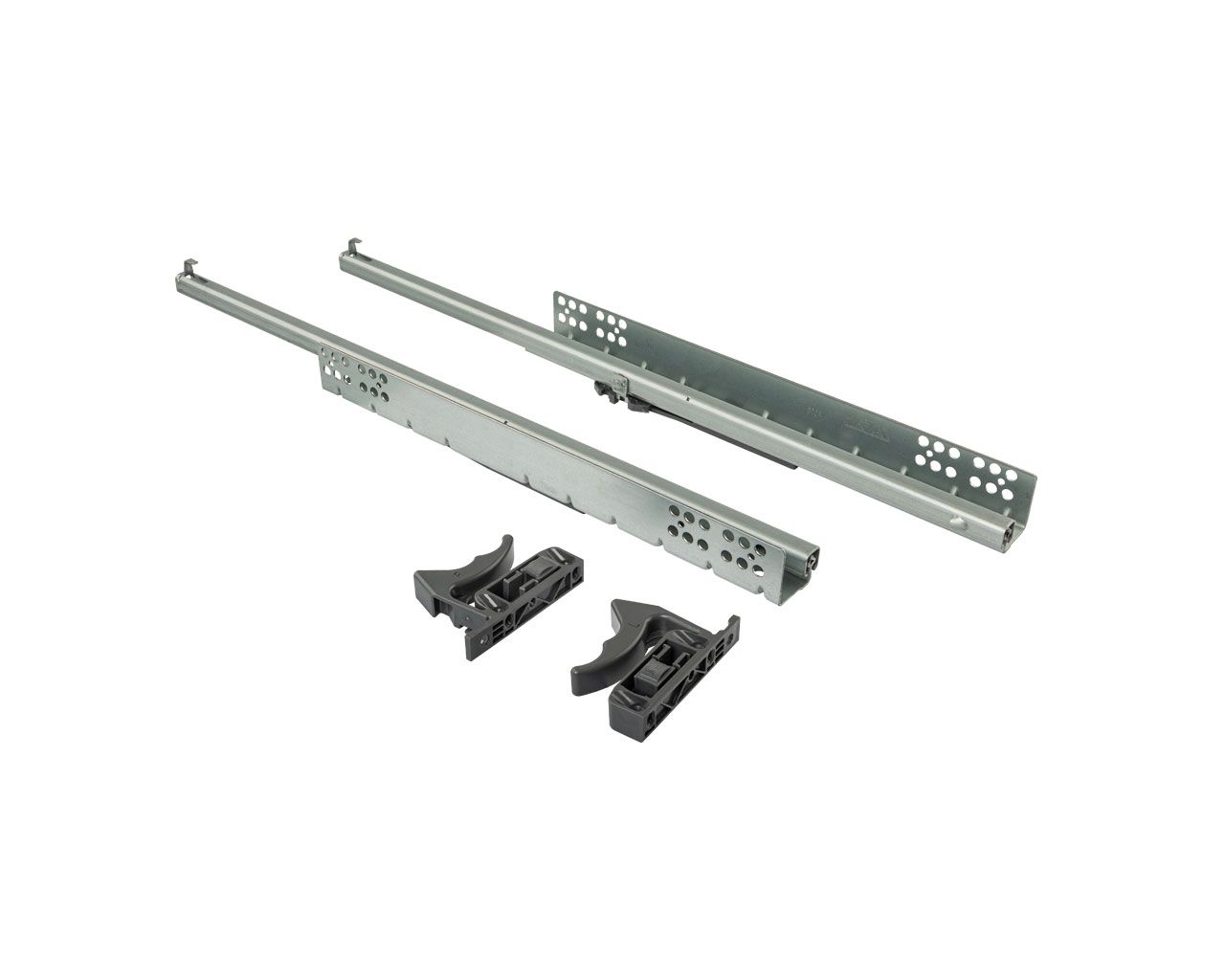 Комплект направляющих Push-to-Open скрытого монтажа с фиксаторами Firmax Ecomotion L=450мм, частичного выдвижения, для ЛДСП 16мм. Рис. 1