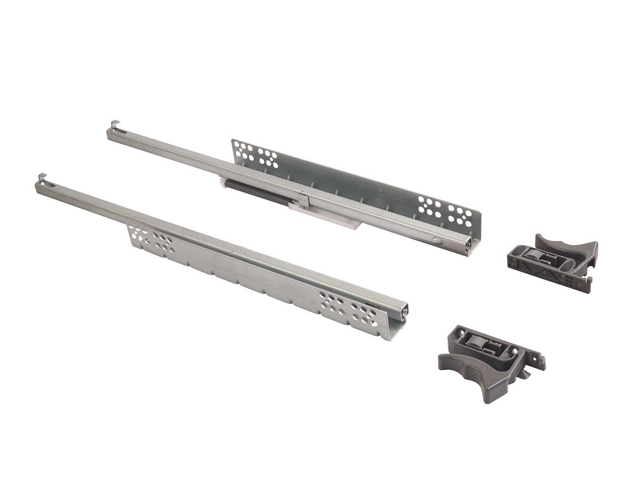 Комплект направляющих скрытого монтажа с фиксаторами Firmax One L=500мм, частичного выдвижения с доводчиком, 1 мм, для ЛДСП 16мм. Рис. 1 Комплект направляющих скрытого монтажа с фиксаторами Firmax One L=500мм, частичного выдвижения с доводчиком, 1 мм, для ЛДСП 16мм. Рис. 1