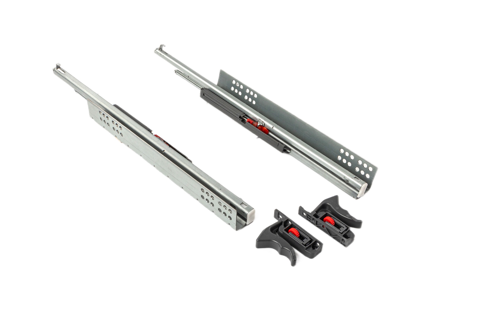 Комплект направляющих скрытого монтажа с фиксаторами Firmax L=400мм, полного выдвижения с доводчиком, для ЛДСП 16мм. Рис. 2