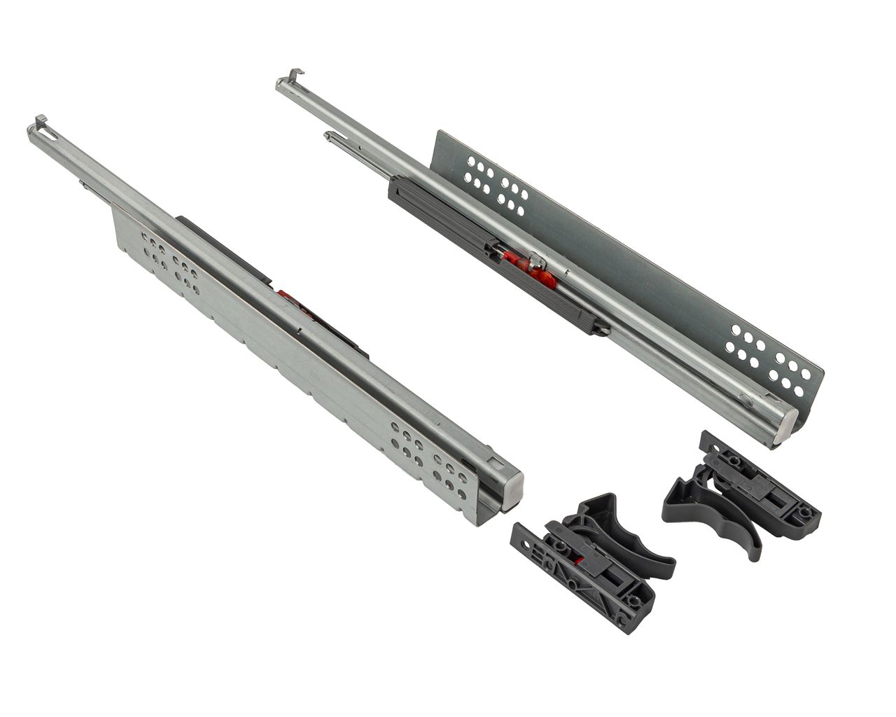 Комплект направляющих скрытого монтажа с фиксаторами Firmax L=550мм, полного выдвижения с доводчиком, для ЛДСП 16мм. Рис. 2