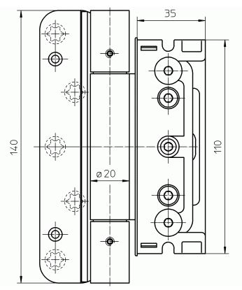 Комплект петель для дверей 3 шт. до 160 кг. оцинкованные с противовзломным штифтом. Рис. 2