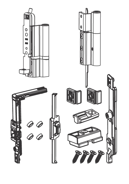Комплект петель  + зап. элементы поворотно-откидного окна, Проведал, неокрашенный. Рис. 1