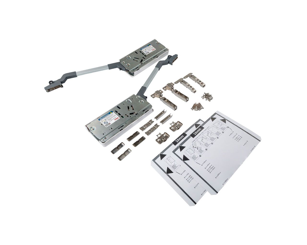 Комплект подъемного механизма TOP STAY ST для складных фасадов, индекс h=650-729 мм, нагрузка 11,5-19,8 кг, белый. Рис. 2