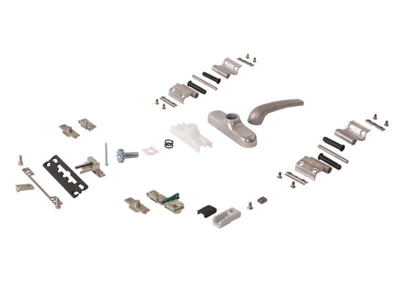 Комплект поворотный V.01 (ручка, петли, запоры, микровентиляция), неокрашенный, 01184005K. Рис. 1 Комплект поворотный V.01 (ручка, петли, запоры, микровентиляция), неокрашенный, 01184005K. Рис. 1