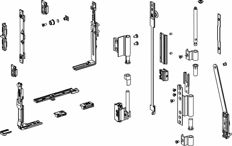 Комплект поворотно-откидной для арочного, косоугольного окна, белый RAL9010, 04671410K. Рис. 1 Комплект поворотно-откидной для арочного, косоугольного окна, белый RAL9010, 04671410K. Рис. 1