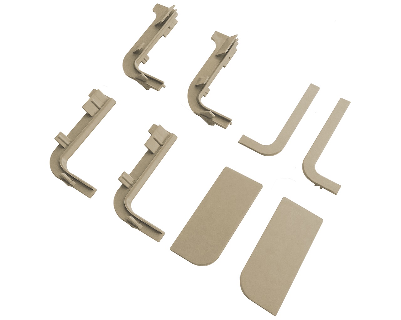 Комплект соединителей и торцевых заглушек Г-образного профиля FRM9200 Gola FIRMAX(8частей), пластик, золото. Рис. 1