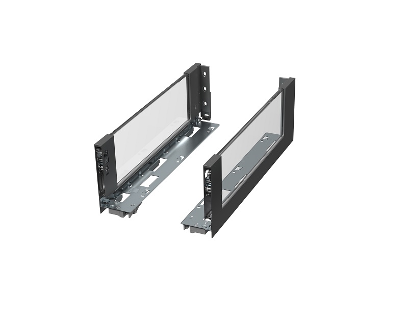 Комплект стеклянных боковин ALPHALUX высота 132мм (medium), длина 300 мм (L/R, крепления фасада, заглушки) для ящика CRYSTAL, антрацит. Рис. 1 Комплект стеклянных боковин ALPHALUX высота 132мм (medium), длина 300 мм (L/R, крепления фасада, заглушки) для ящика CRYSTAL, антрацит. Рис. 1