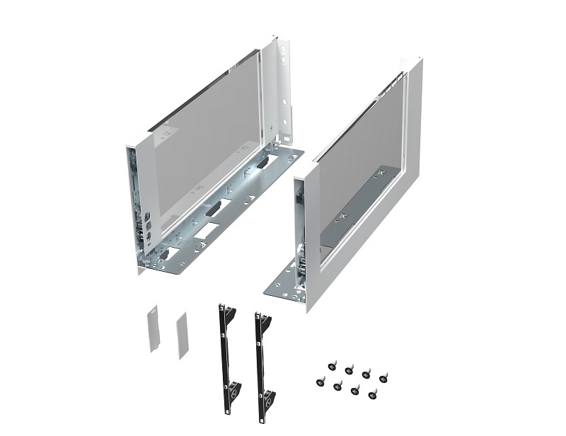 Комплект стеклянных боковин ALPHALUX высота 180мм (high), длина 450 мм (L/R, крепления фасада, заглушки) для ящика CRYSTAL, белый. Рис. 1 Комплект стеклянных боковин ALPHALUX высота 180мм (high), длина 450 мм (L/R, крепления фасада, заглушки) для ящика CRYSTAL, белый. Рис. 1